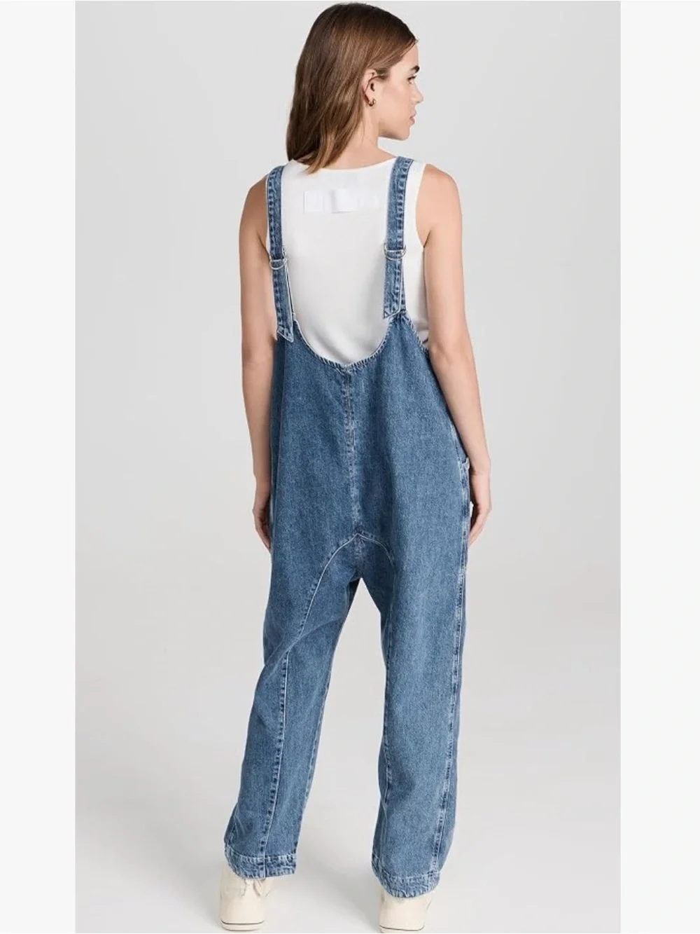 Free People Women's High Roller Jumpsuit Blue Denim Size Medium M